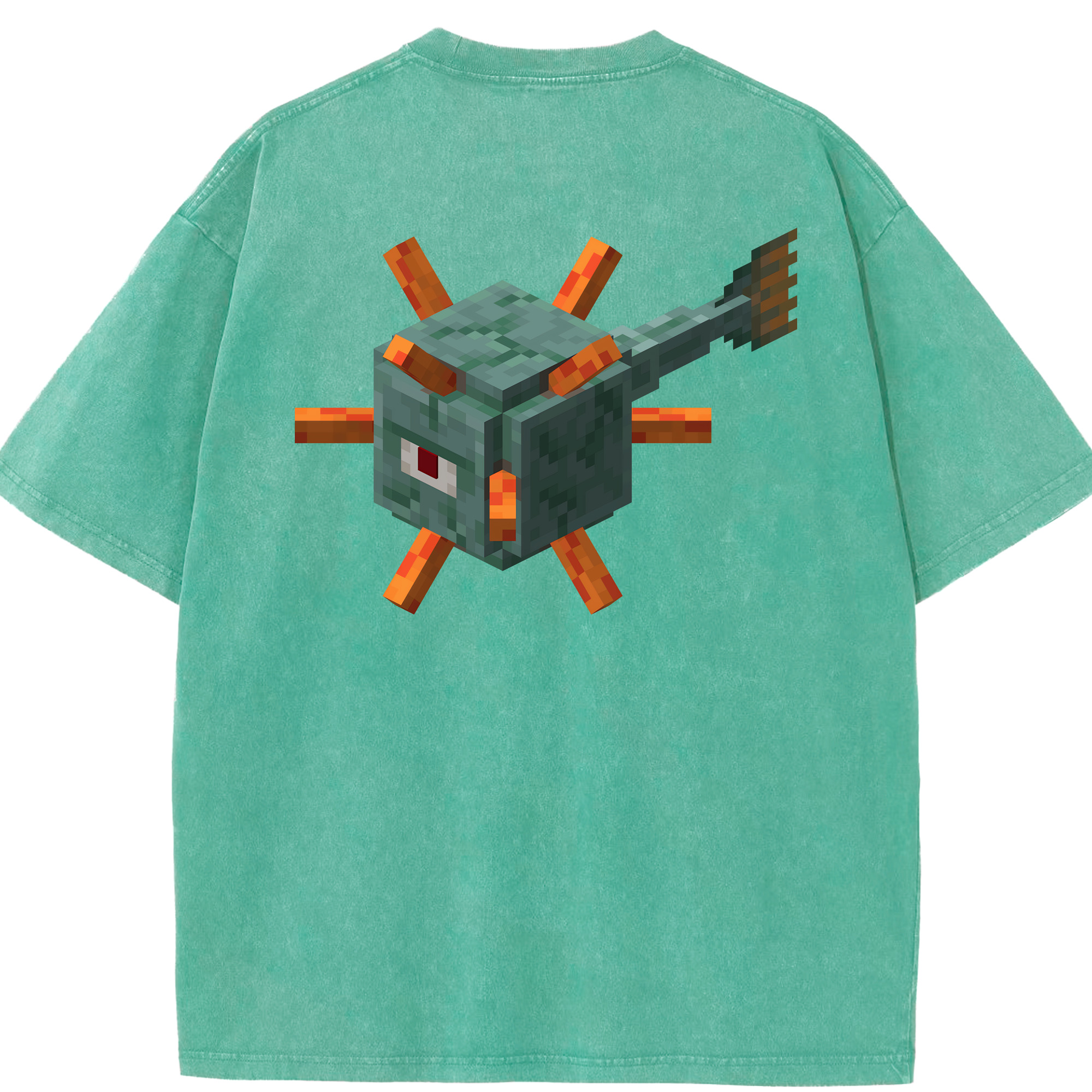 （画像用） マインクラフト ブロックの世界 Minecraft MC Block world 綿100% ヴィンテージ風 半袖Tシャツ（背面プリント）